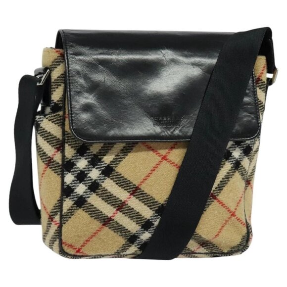 BURBERRY Nova Check Blue Label Shoulder Bag Wool Beige - Picture 1 of 16